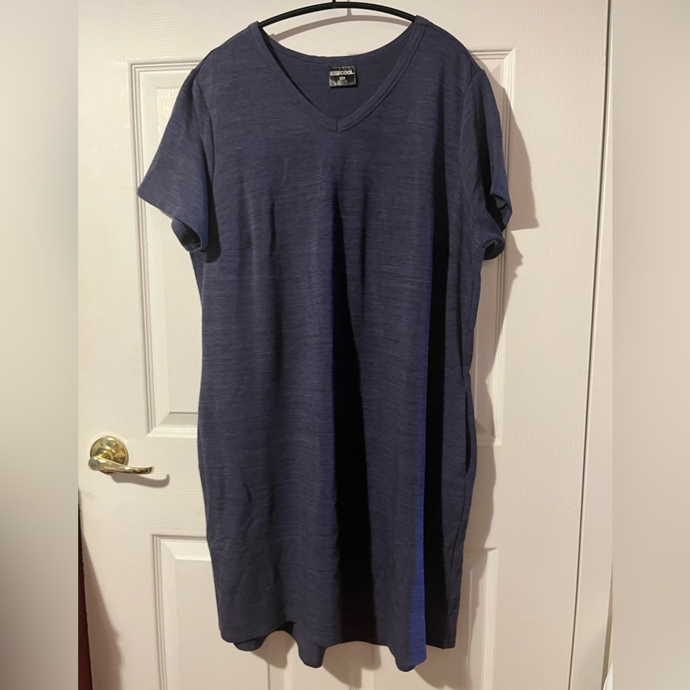 32 Degrees Cool pullover fleece-lined short sleeve dress, 2 pockets